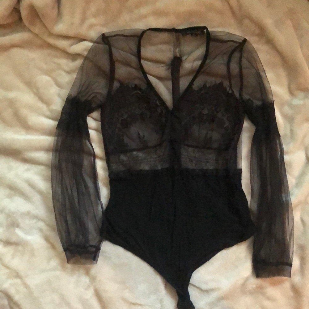 Black sheer body suit